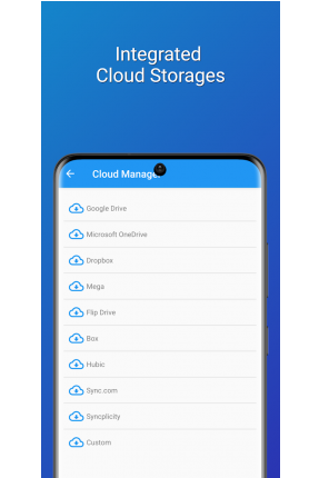 Cloud Manager allows manage data inside a cloud and local storage.